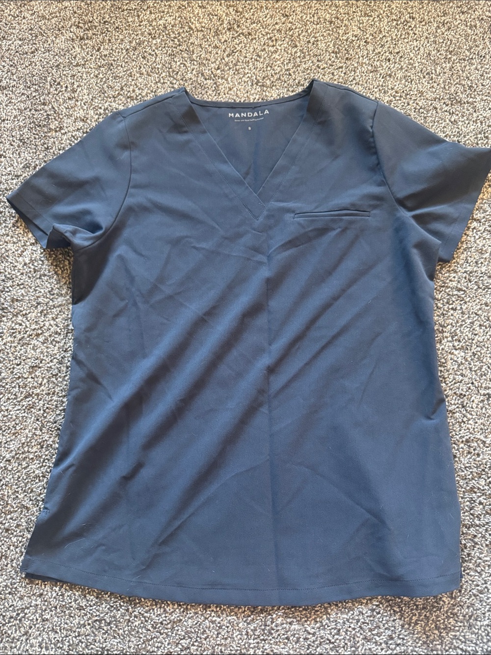 Mandala Classic V-Neck Dark Gray Short Sleeve Top